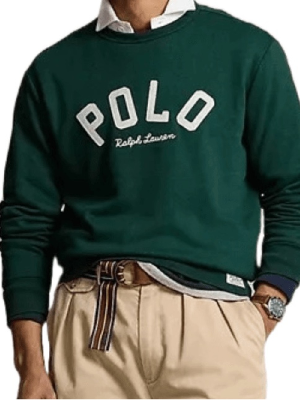 Ralph Lauren Dark Green Crewneck Sweatshirt with White POLO Logo